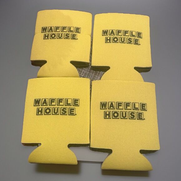 Set Of 4 Waffle House Beer Koozies Brand New Pack Of 4 Logo Branded - Picture 1 of 2